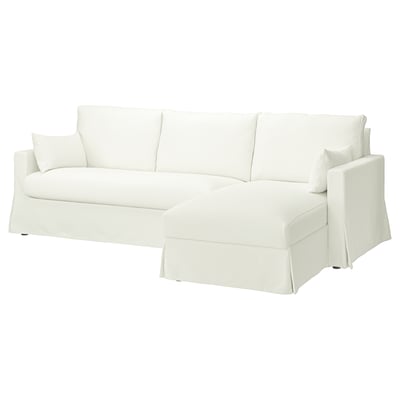 HYLTARP Sofá 3 cuerp con chaiselongue dcha, Hallarp blanco