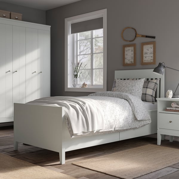 IDANÄS Estructura de cama con almacenaje, blanco, 90x200 cm