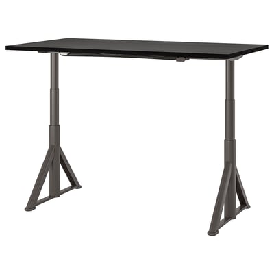 IDÅSEN Escritorio regulable, negro/Gris oscuro, 160x80 cm