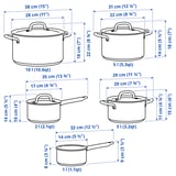 IKEA 365+ Batería de cocina 9 piezas, acero inoxidable