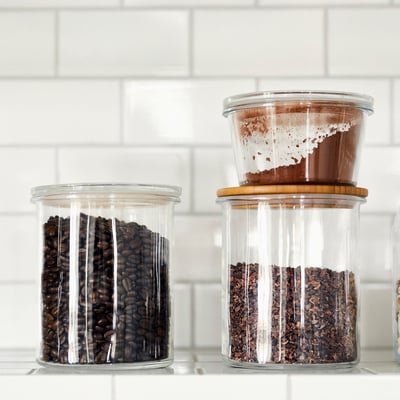 IKEA 365+ Frasco de vidrio con tapa, vidrio/bambú, 1.7 l