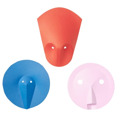 IKEA PS 2026 Decoración de pared, set de 3, rosado rojo/azul