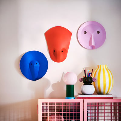 IKEA PS 2026 Decoración de pared, set de 3, rosado rojo/azul