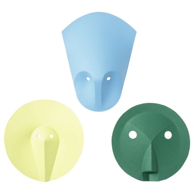 IKEA PS 2026 Decoración de pared, set de 3, verde azul costeño/amarillo
