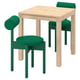 IKEA PS 2026 Juego de comedor 2 sillas, pino/Knäbäck verde, 70x70 cm