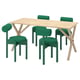 IKEA PS 2026 Juego de comedor con 4 sillas, pino/Knäbäck verde, 156x75 cm