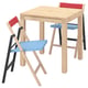 IKEA PS 2026 Mesa con 2 sillas plegables, pino/azul/negro rojo, 70x70 cm