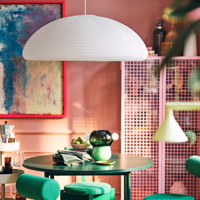 IKEA PS 2026 Pantalla para lámpara de techo, hecho a mano/blanco, 90 cm