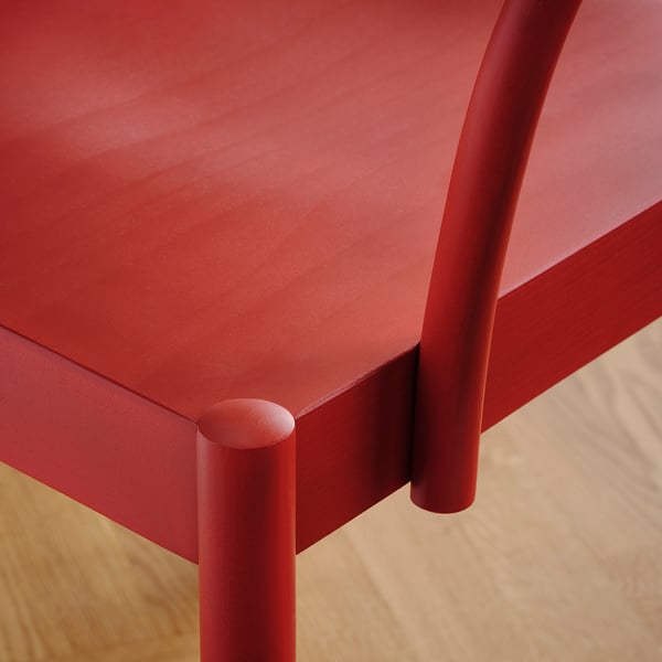 IKEA PS 2026 / STOCKHOLM 2025 Juego de comedor con 4 sillas, pino/rojo, 156x75 cm