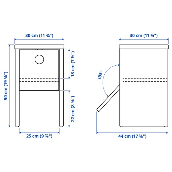 IKEA PS 2026 Velador, pino con puerta abatible, 30x30x50 cm