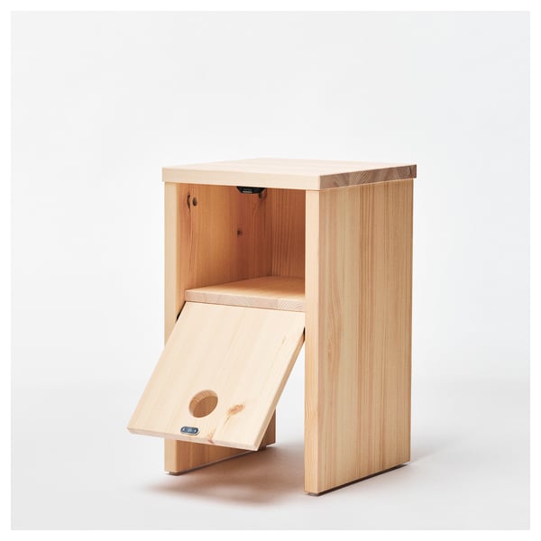 IKEA PS 2026 Velador, pino con puerta abatible, 30x30x50 cm
