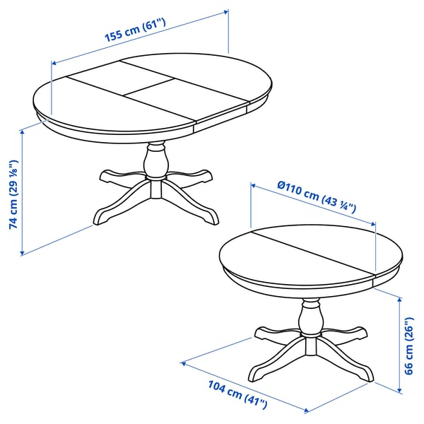 INGATORP / BERGMUND Juego de comedor con 4 sillas, blanco/blanco negro/blanco, 110/155 cm