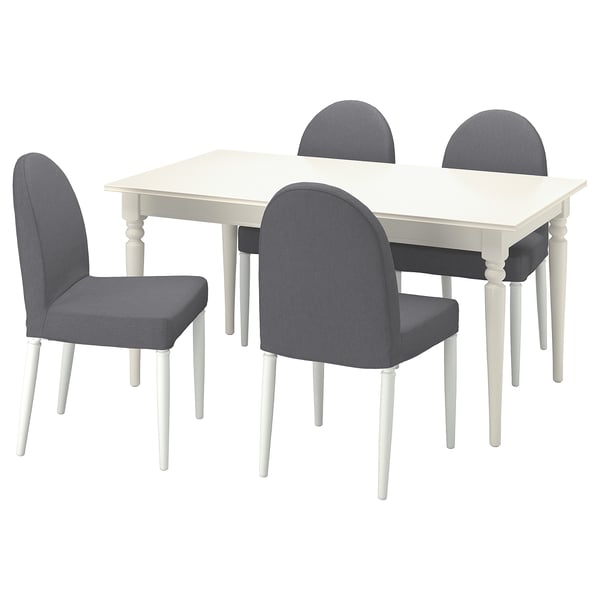 INGATORP / DANDERYD Juego de comedor con 4 sillas, blanco blanco/Vissle gris, 155/215 cm
