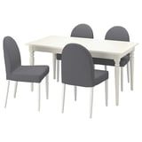 INGATORP / DANDERYD Juego de comedor con 4 sillas, blanco blanco/Vissle gris, 155/215 cm