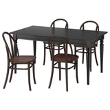 INGATORP / SKOGSBO Juego de comedor con 4 sillas, negro/café oscuro, 155/215 cm