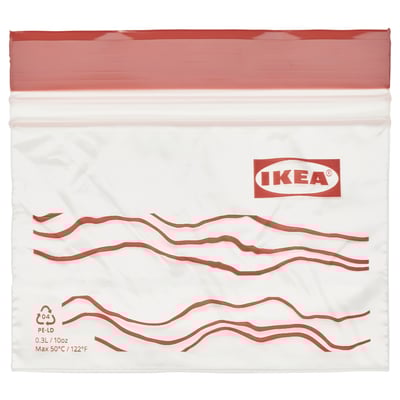ISTAD Bolsa reutilizable con cierre, con diseño rojo, 0.3 l
