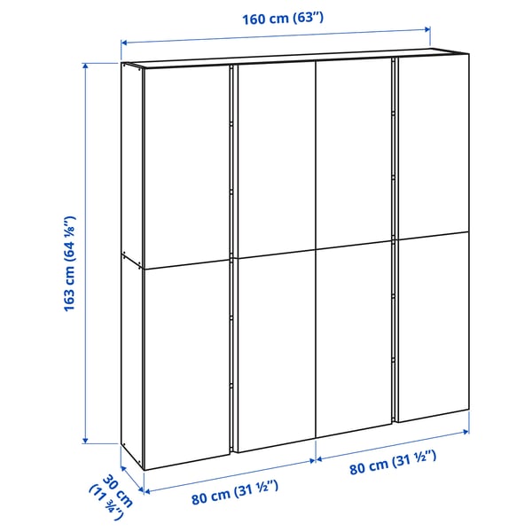 IVAR Mueble mural, pino, 160x30x163 cm