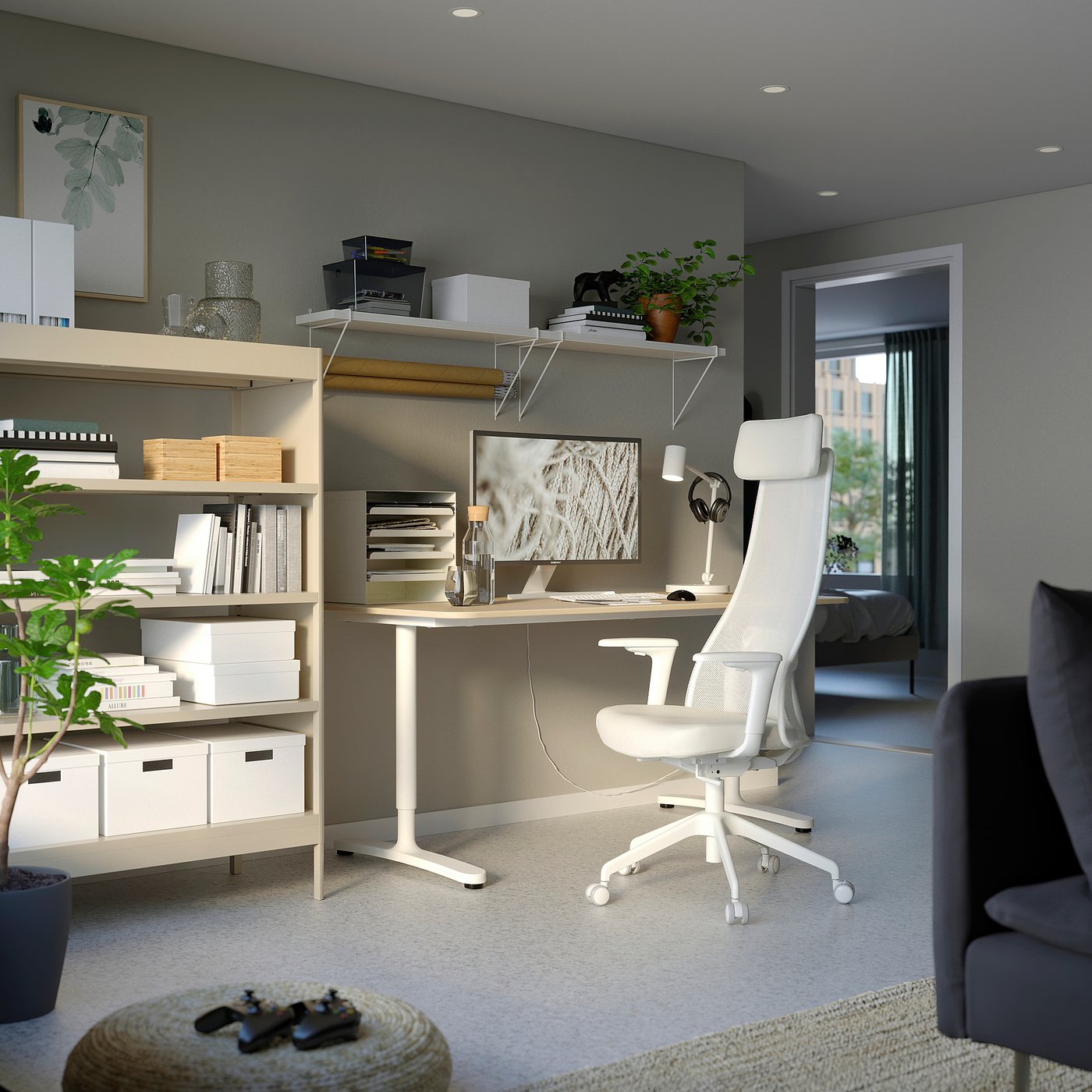 JÄRVFJÄLLET Silla escritorio con apoyabrazos, Grann blanco - IKEA