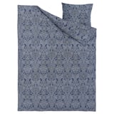 JÄTTEVALLMO Funda plumón con funda almohada, azul oscuro/blanco, 150x200/50x60 cm