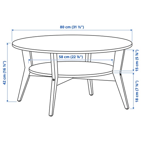 JAKOBSFORS Mesa de centro, chapa roble, 80 cm