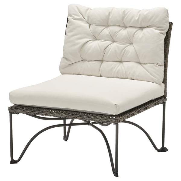 JUTHOLMEN Silla de terraza, Gris oscuro/Kuddarna beige, 65x73x83 cm