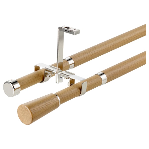 KÄGELKAKTUS Set de barra para cortina doble, efecto roble, 120-210 cm 28 mm