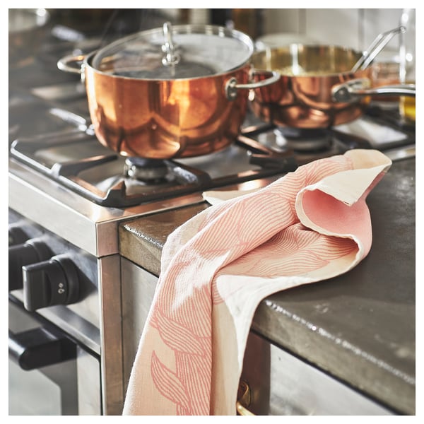 KÅLFJÄRIL Paño de cocina, con diseño rosado/beige, 45x60 cm
