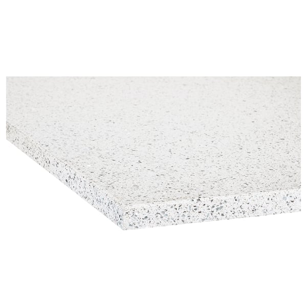 KASKER Cubierta de cocina a medida, blanco ef mineral/purpurina/cuarzo, 1 m²x2.0 cm