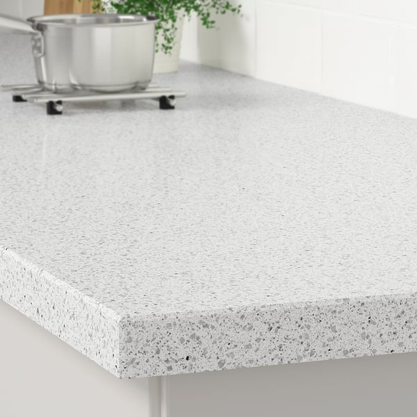 KASKER Cubierta de cocina a medida, blanco ef mineral/purpurina/cuarzo, 1 m²x4.0 cm