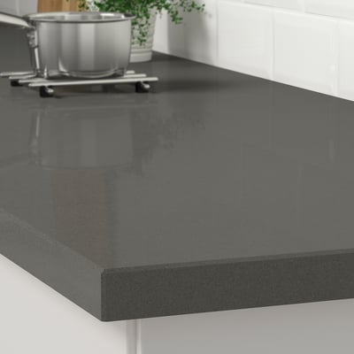 KASKER Cubierta de cocina a medida, gris osc efecto piedra/cuarzo, 1 m²x4.0 cm