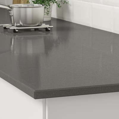 KASKER Cubierta de cocina a medida, Gris oscuro efecto piedra/cuarzo, 1 m²x2.0 cm
