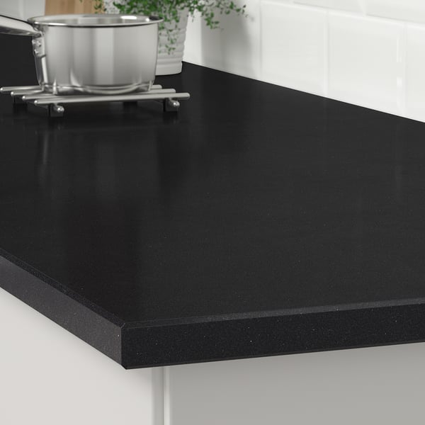 KASKER Cubierta de cocina a medida, negro efecto piedra/cuarzo, 1 m²x4.0 cm
