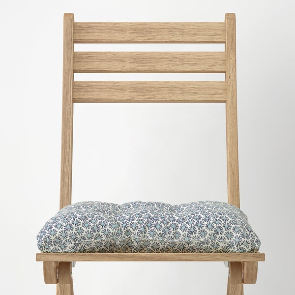 KLÖSAN Cojín silla de exterior, azul, 36x32 cm