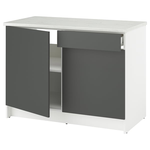 KNOXHULT Mueble base con puertas y cajón, Gris oscuro, 120 cm