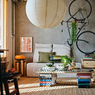 KOMPISHÄNG Puff/colchón, beige/burdeo, 80x200 cm
