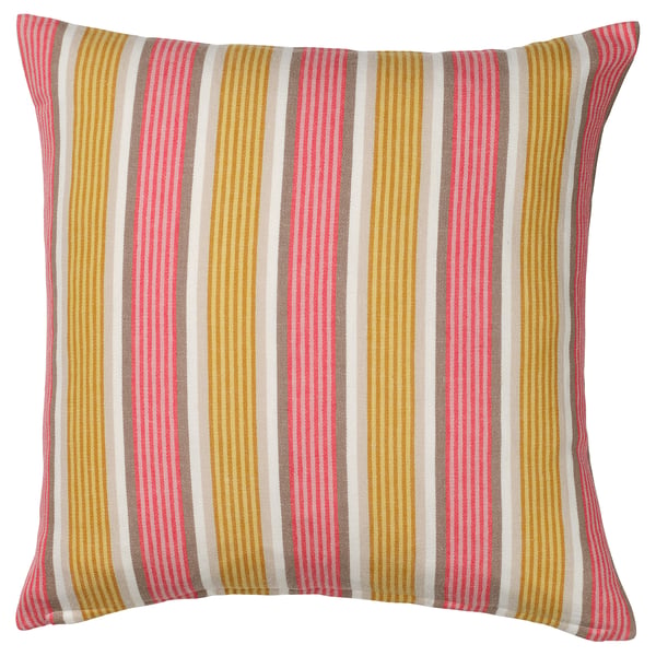 KORALLBUSKE Funda de cojín, beige/rojo claro, 50x50 cm