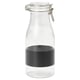 KORKEN Botella con tapa, vidrio incoloro/negro, 1 l