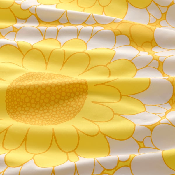 KRANSMALVA Funda plumón con 2 fundas almohada, amarillo, 240x220/50x60 cm