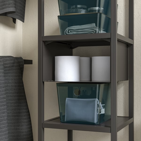 KUGGIS Caja con tapa, negro transparente, 18x26x15 cm