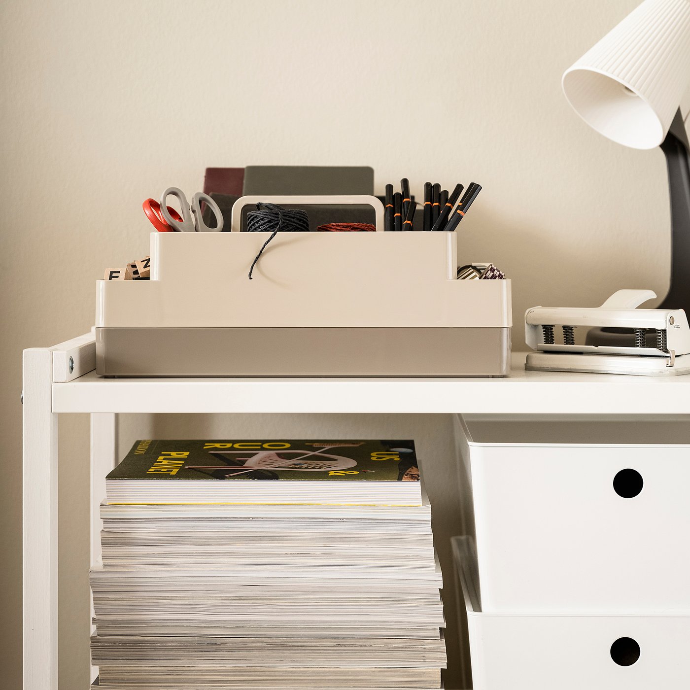 KUGGIS Organizador de escritorio, set de 2, taupe/taupe, 26x35x16