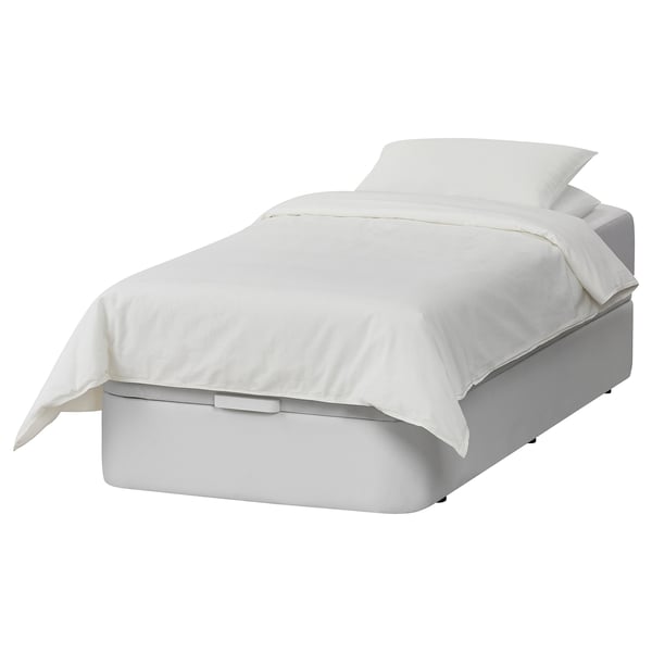KVITSÖY Cama baúl tapizada, Bomstad blanco, 90x190 cm