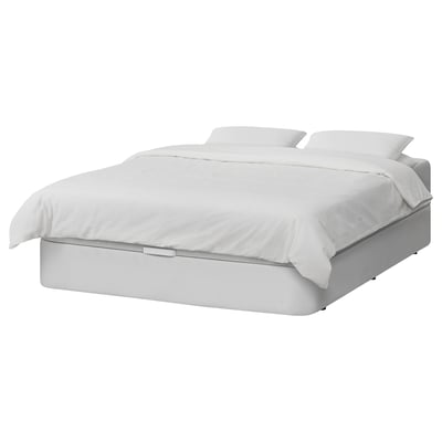 KVITSÖY Cama baúl tapizada, Bomstad blanco, 160x200 cm