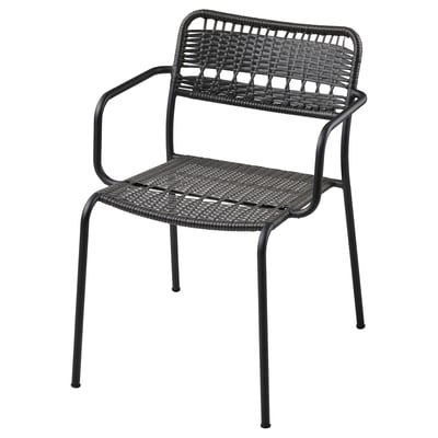 LÄCKÖ Silla con apoyabrazos para terraza, gris osc