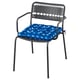 LÄCKÖ Silla con apoyabrazos para terraza, Gris oscuro/Klösan azul oscuro
