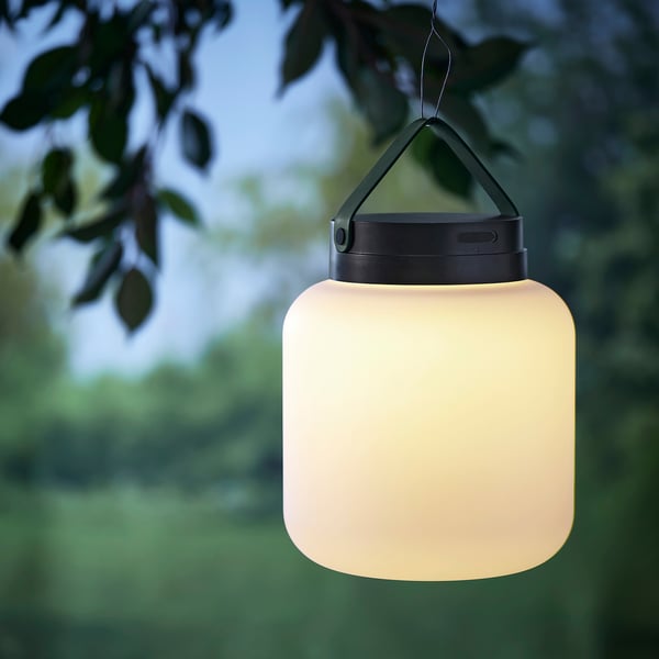 LÄNSPORT Lámpara LED portátil, a pilas, blanco/Gris oscuro, 22 cm