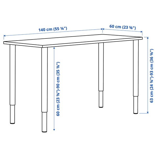 LAGKAPTEN Tablero escritorio, blanco efecto roble, 140x60 cm - IKEA Chile