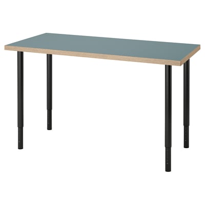 LAGKAPTEN / OLOV Escritorio, petróleo/negro, 120x60 cm