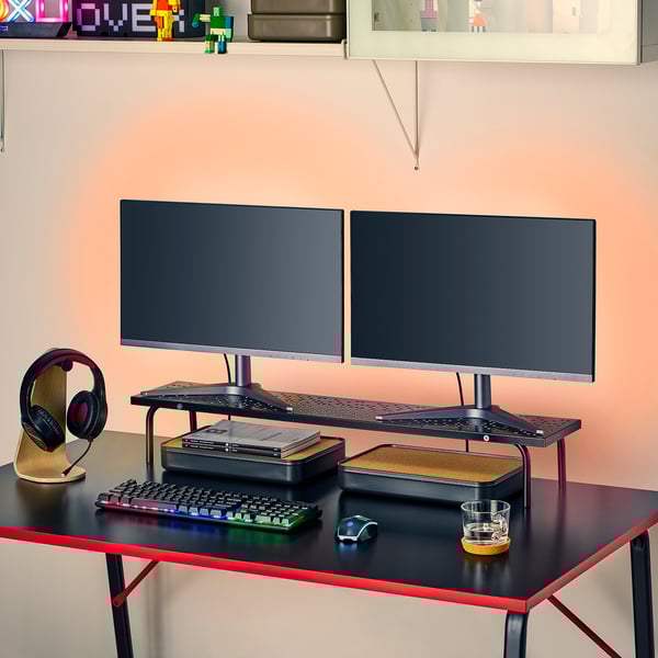 LÅNESPELARE Base para monitor, negro, 97x19 cm