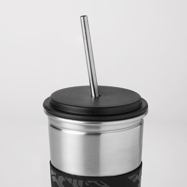 LÅNESPELARE Mug con soporte, negro/chapa fresno