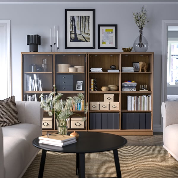 LANESUND Mueble de almacenamiento, café, 242x37x152 cm
